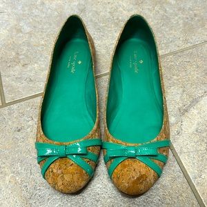 Kate Spade Cork with emerald green Ballet flats size 8